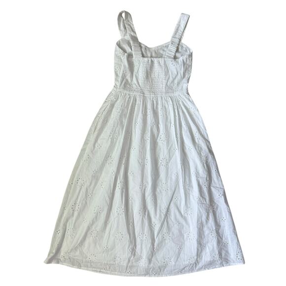 J.Crew Preppy Eyelet Midi Dress in‎ Bright White Pockets Size 00 - Picture 6 of 12
